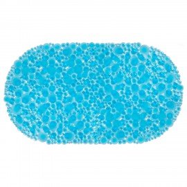 Коврик для ванны противоскользящий 68х37см, "Пузыри", овальный, прозрачно-голубой, ПВХ, PRIMILA, 700381
