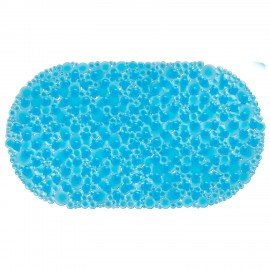 Коврик для ванны противоскользящий 68х37см, "Пузыри", овальный, прозрачно-голубой, ПВХ, PRIMILA, 700381