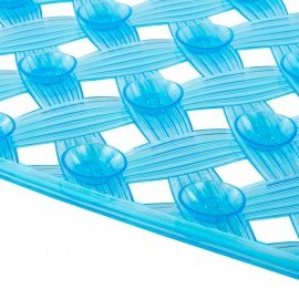 Коврик для ванны противоскользящий 69х39см, "Ротанг", овальный, голубой, ПВХ, PRIMILA, 700384