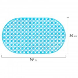 Коврик для ванны противоскользящий 69х39см, "Ротанг", овальный, голубой, ПВХ, PRIMILA, 700384