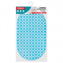 Коврик для ванны противоскользящий 69х39см, "Ротанг", овальный, голубой, ПВХ, PRIMILA, 700384