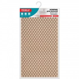 Коврик для ванны противоскользящий 66х36см, "Мозаика", бежевый, ТПЭ, присоски, PRIMILA, 700387