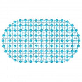 Коврик для ванны противоскользящий 68х39см, "Молекулы", овальный, голубой, ПВХ, PRIMILA, 700388