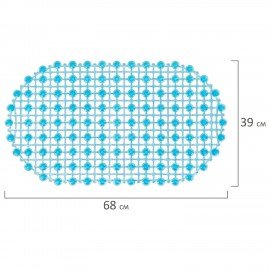 Коврик для ванны противоскользящий 68х39см, "Молекулы", овальный, голубой, ПВХ, PRIMILA, 700388