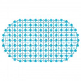 Коврик для ванны противоскользящий 68х39см, "Молекулы", овальный, голубой, ПВХ, PRIMILA, 700388