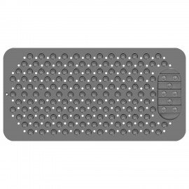 Коврик для ванны противоскользящий с теркой для ступней 68х36см, серый, ПВХ, присоски, PRIMILA, 700389