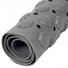 Коврик для ванны противоскользящий с теркой для ступней 68х36см, серый, ПВХ, присоски, PRIMILA, 700389