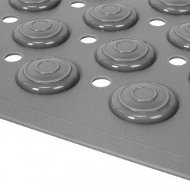 Коврик для ванны противоскользящий с теркой для ступней 68х36см, серый, ПВХ, присоски, PRIMILA, 700389