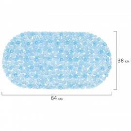 Коврик для ванны противоскользящий 64х36см "Ручей", овальный, голубой, ПВХ, PRIMILA, 700390