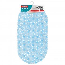 Коврик для ванны противоскользящий 64х36см "Ручей", овальный, голубой, ПВХ, PRIMILA, 700390