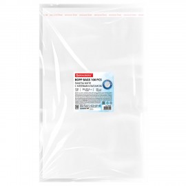 Пакеты БОПП с клеевым клапаном КОМПЛЕКТ 100 штук, 20 х 30 + 4 см, 30 мкм с усиленным швом, BRAUBERG, 700408