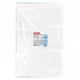 Пакеты БОПП с клеевым клапаном КОМПЛЕКТ 100 штук, 25 х 35 + 4 см, 30 мкм с усиленным швом, BRAUBERG, 700409