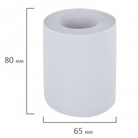 Клейкая лента бордюрная для ванны и кухни 80 мм х 3,2 м, белая, акриловая основа, WBZ, 700428