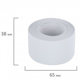 Клейкая лента бордюрная для ванны и кухни 38 мм х 3,2 м, белая, акриловая основа, WBZ, 700430