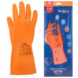 Перчатки латексные MANIPULA Specialist Цетра, КЩС-1, размер 8-8,5 (M), оранжевые, L-F-04/CG-947