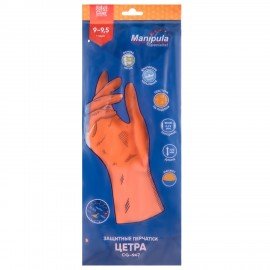 Перчатки латексные MANIPULA Specialist Цетра, КЩС-1, размер 9-9,5 (L), оранжевые, L-F-04/CG-947