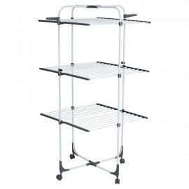 Сушилка напольная для белья раскладная 3 уровня, 30 метров, на колесах, LAIMA HOME HIGH-RISE, 700472