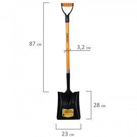 Лопата совковая стальная 23х28см L=115см черенок стекловолокно V-ручка RABBITEX "fibe, 700484