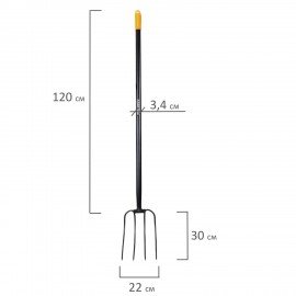 Вилы садовые цельнометаллические 22х30см, L=150см, черенок сталь, RABBITEX "long hand, 700489