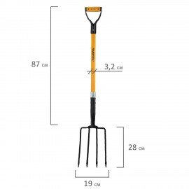 Вилы копальные стальные 19х28см L=115см черенок стекловолокно V-ручка, RABBITEX "fibe, 700491