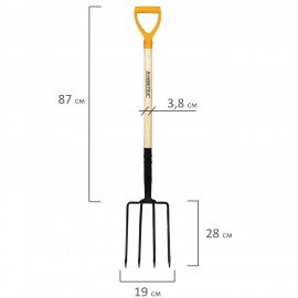 Вилы копальные стальные 19х28см, L=115см, деревянный черенок, V-ручка, RABBITEX "stan, 700492