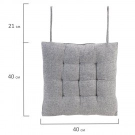 Подушка на стул "РОГОЖКА", 40x40см, полиэстер, светло-серая, PRIMILA LUX, 700498