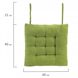 Подушка на стул "РОГОЖКА", 40x40см, полиэстер, зеленая, PRIMILA LUX, 700500