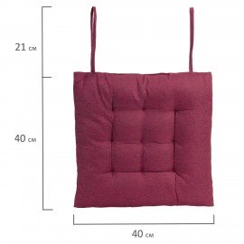 Подушка на стул "РОГОЖКА", 40x40см, полиэстер, бордовая, PRIMILA LUX, 700502