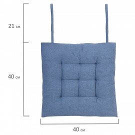 Подушка на стул "РОГОЖКА", 40x40см, полиэстер, синяя, PRIMILA LUX, 700503