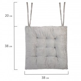 Подушка на стул "ВЕЛЬВЕТ" 38х38см, полиэстер, серая, PRIMILA CLASSIC,700504