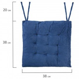 Подушка на стул "ВЕЛЬВЕТ" 38х38см, полиэстер, синяя, PRIMILA CLASSIC,700505