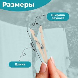 Прищепки бельевые 8,4 см, КОМПЛЕКТ 20 штук, дерево, PRIMILA WOOD, 700513