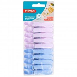 Прищепки бельевые 7,3 см, КОМПЛЕКТ 10 штук, пластик, ассорти, PRIMILA CLASSIC, 700516