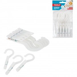 Прищепки бельевые с крючком 13 см, КОМПЛЕКТ 5 штук, пластик, белые, PRIMILA EXTRA, 700518
