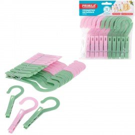 Прищепки бельевые с крючком 13 см, КОМПЛЕКТ 10 штук, пластик, ассорти, PRIMILA EXTRA, 700519