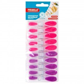 Прищепки бельевые 8,2 см, КОМПЛЕКТ 10 штук, прорезиненный пластик, ассорти, PRIMILA PREMIUM, 700523