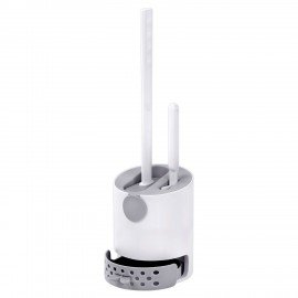 Ершик для унитаза силиконовый (плоский) + щеточка, напольный / настенное крепление, LAIMA, 700561