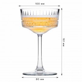 Бокал для шампанского на ножке широкий, 260 мл, КОМПЛЕКТ 4 штуки, стекло, PASABAHCE "ЭЛИЗИЯ", фирменная подарочная упаковка, 440436