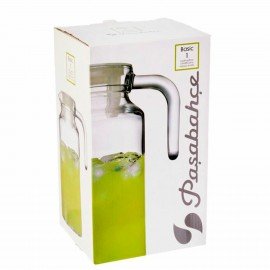 Кувшин прозрачный с крышкой, объем 1300 мл, стекло, PASABAHCE "БЕЙЗИК", фирменная подарочная упаковка, 43964