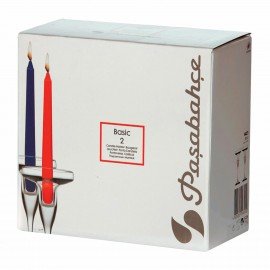 Подсвечник, 170 мм, КОМПЛЕКТ 2 штуки, стекло, PASABAHCE "БЕЙЗИК", фирменная подарочная упаковка, 44021