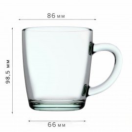 Кружка для чая с ручкой, 340 мл, 1 штука, стекло, PASABAHCE "БЕЙЗИК", 55531СЛ1
