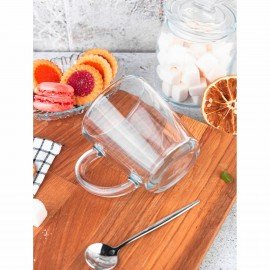 Кружка для чая с ручкой, 340 мл, 1 штука, стекло, PASABAHCE "БЕЙЗИК", 55531СЛ1