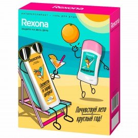 Подарочный набор REXONA: антиперспирант-карандаш "Цитрусовый фреш" 40 мл + Гель для душа "Свежесть и заряд цитруса" 200 мл