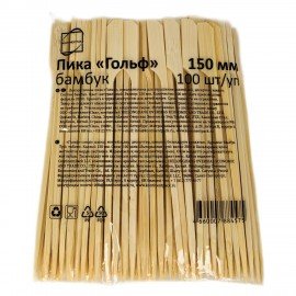 Пики для канапе бамбуковые ГОЛЬФ 15 см, 100 шт, КП, 133045