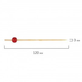 Пики для канапе бамбуковые "Жемчужина Красная", 12 см, 100 шт., КП, 139418