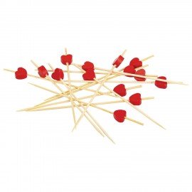 Пики для канапе бамбуковые "Сердце красное", 12 см, 100 шт., КП, 139419