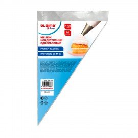 Мешок кондитерский одноразовый 20 х 30 см, размер M, КОМПЛЕКТ 100 штук, 35 мкм, LAIMA Home, 700702