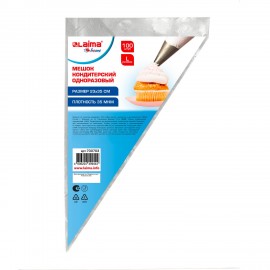 Мешок кондитерский одноразовый 23 х 35 см, размер L, КОМПЛЕКТ 100 штук, 35 мкм, LAIMA Home, 700703