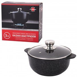 Кастрюля 3 л с жаропрочной крышкой, пятислойное антипригарное покрытие, ГАРДАРИКА "Орион", 1703-04-10
