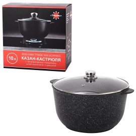 Кастрюля 10 л с жаропрочной крышкой, пятислойное антипригарное покрытие, ГАРДАРИКА "Орион", 1710-04-10